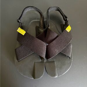 Black Sandals with Yellow Accents